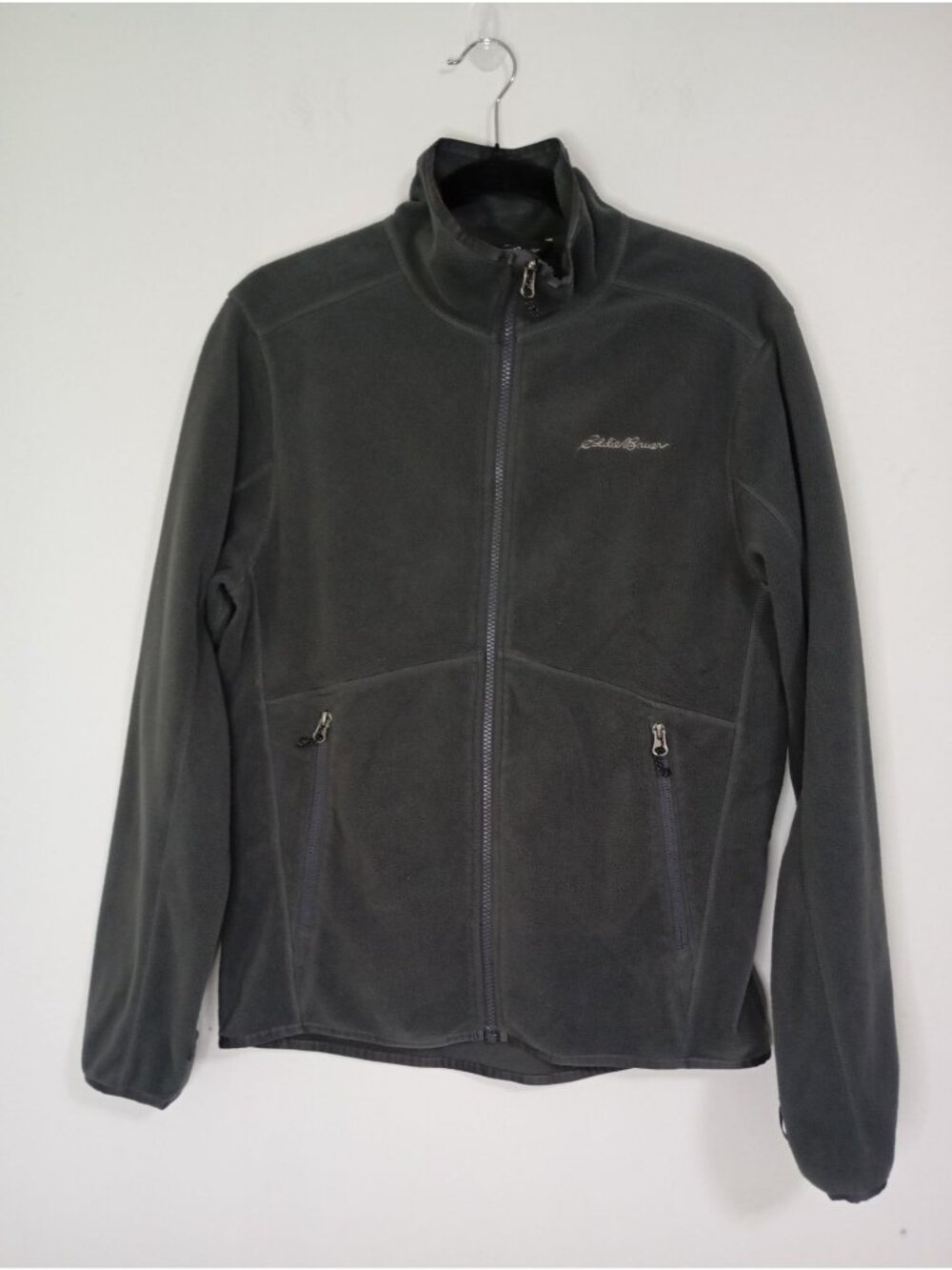 Eddie Bauer Mens Gray Fleece Full-Zip Jacket With Pockets Size S